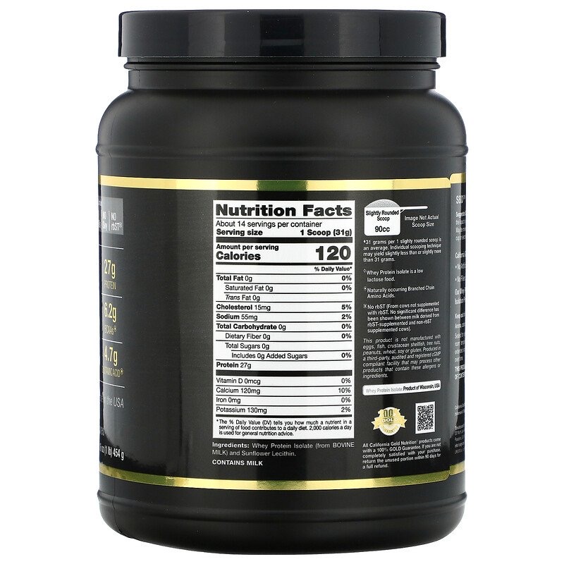 01cdf222a2da34f023873271b2ae4e63_041522205620.jpeg California Gold Nutrition, SPORT, изолят сывороточного протеина, 454 г (