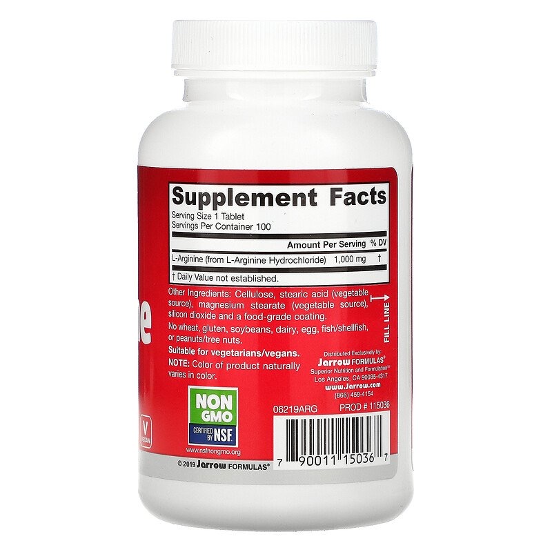 2684682a71c5681437291e85f5742279_041522205633.jpeg Jarrow Formulas, аргинин, 1000 мг, 100 таблеток