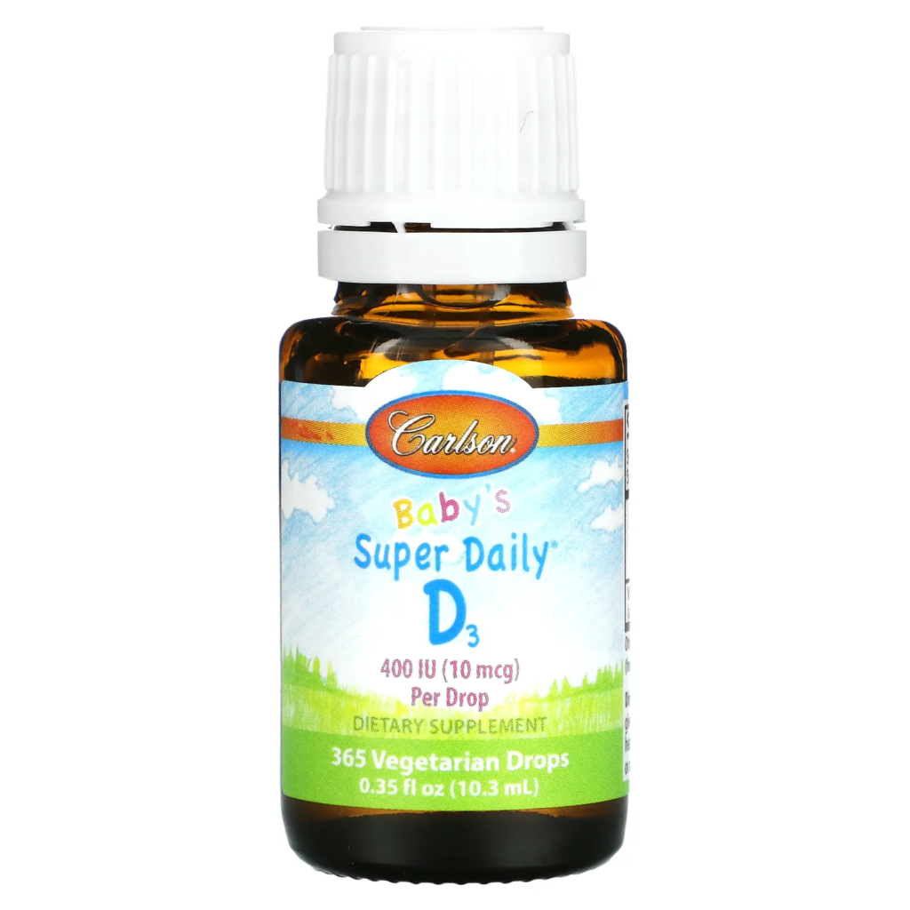 343fef05ebe9bdb0a86a06fb0d8a4a69_042022215754.png Carlson Labs, Super Daily, витамин D3 для детей, 10 мкг (400 МЕ), 10,3 мл срок 2027.12
