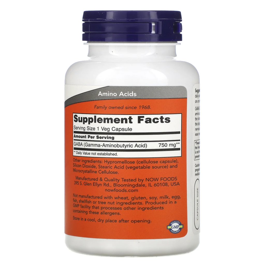 359c92a93d01979638084d08eff373f9_043022011543.png NOW Foods, ГАМК, 750 мг, 100 растительных капсул