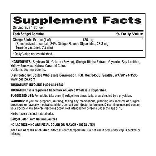 38bd21f32718f7562214593e7dea7481_043022133120.jpeg Trunature Ginkgo Biloba, 340 мягких капсул