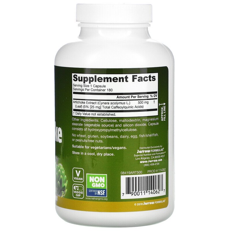 3af1cf974e5898232f8fd5a2a0784af9_041522205632.jpeg Jarrow Formulas, артишок, 500 мг, 180 вегетарианских капсул