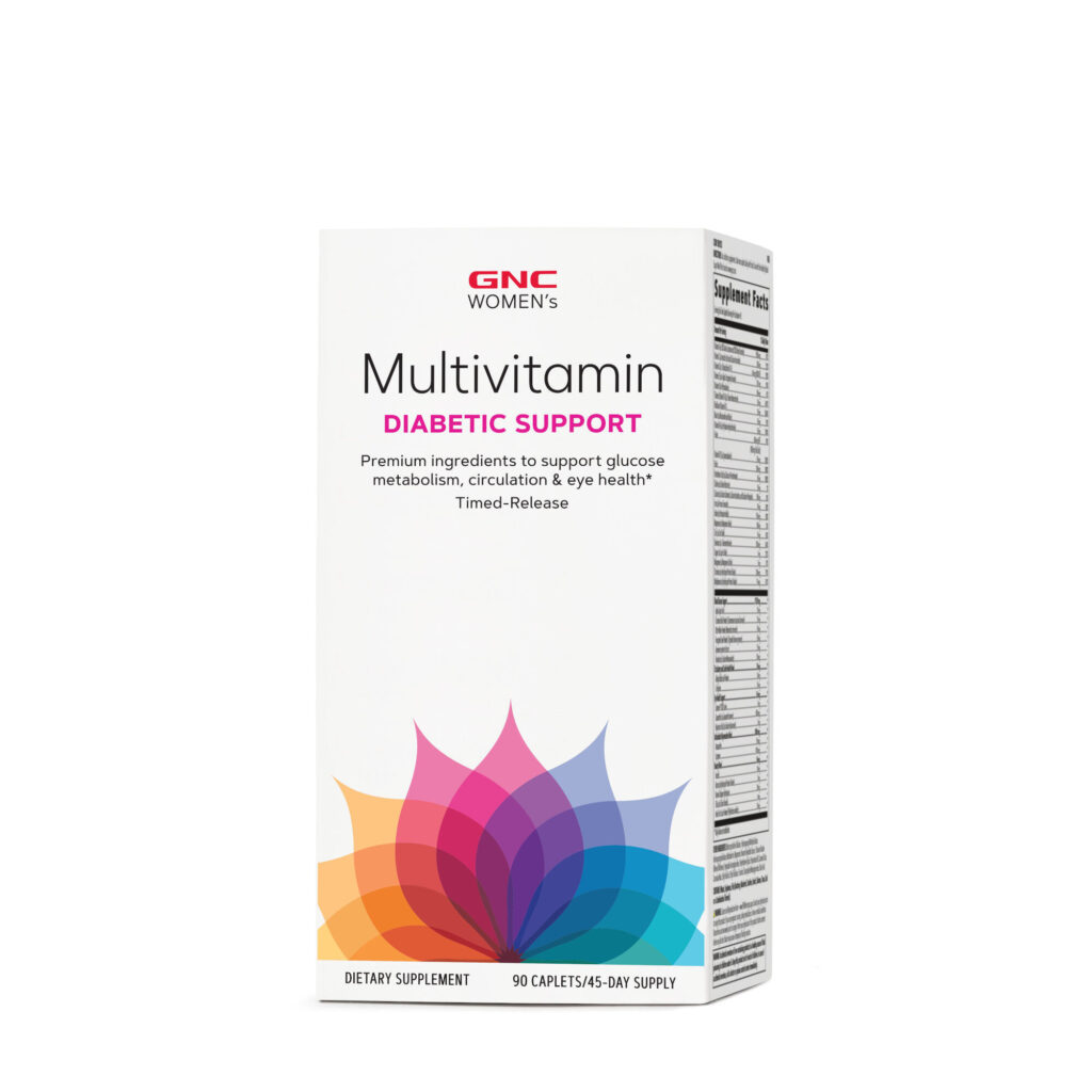 4bdc3df29dae27d14ad1eb85e5840c74_041522205633.jpeg GNC Women's Multivitamin Diabetic Support -добавка разработана для особых диетических потребностей людей с диабетом