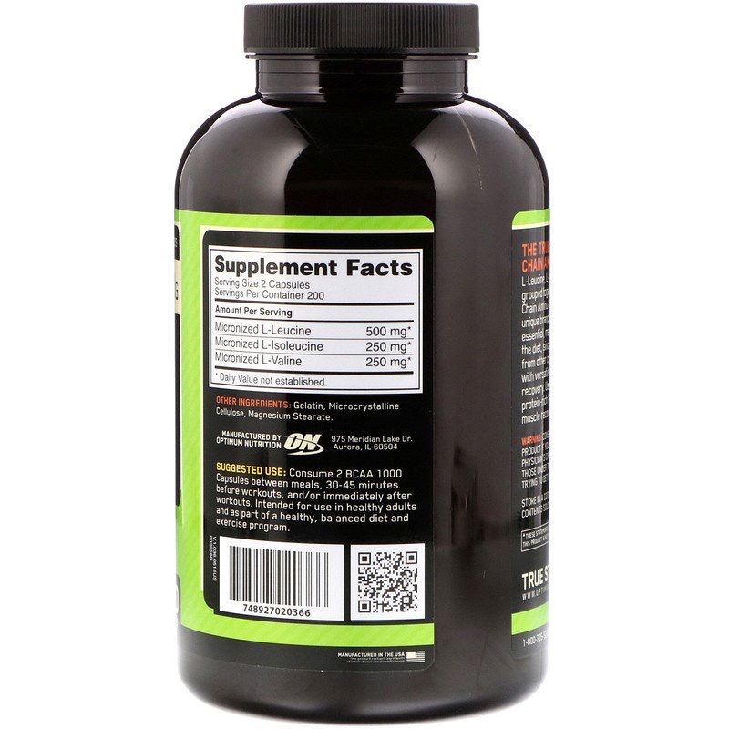 57ad54251443613e90f011b0db371072_041522205620.jpeg Optimum Nutrition, BCAA 1000 Caps, мега упаковка, 1 г, 400 капсул