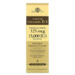 Solgar, Жидкий витамин D3, натуральный апельсиновый вкус, 125 мкг (5000 МЕ), 59 мл
