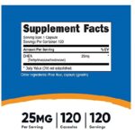 Nutricost DHEA 25 мг, 120 капсул - без глютена, без сои, без ГМО, добавка