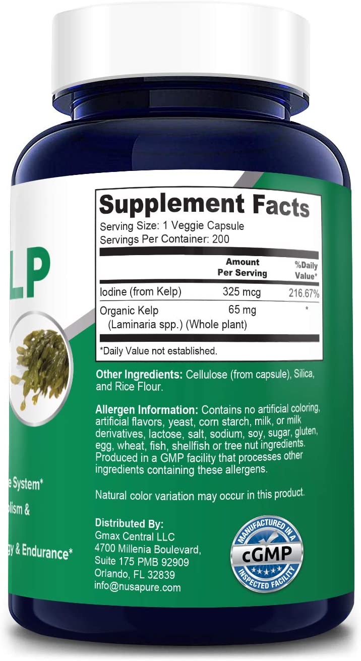 78f9f46c1da2f4d713c44e5aaa9be7da_041522205612.jpeg NusaPure, Йод из водорослей, Sea Kelp, 325 мкг, 200 вегетарианских капсул