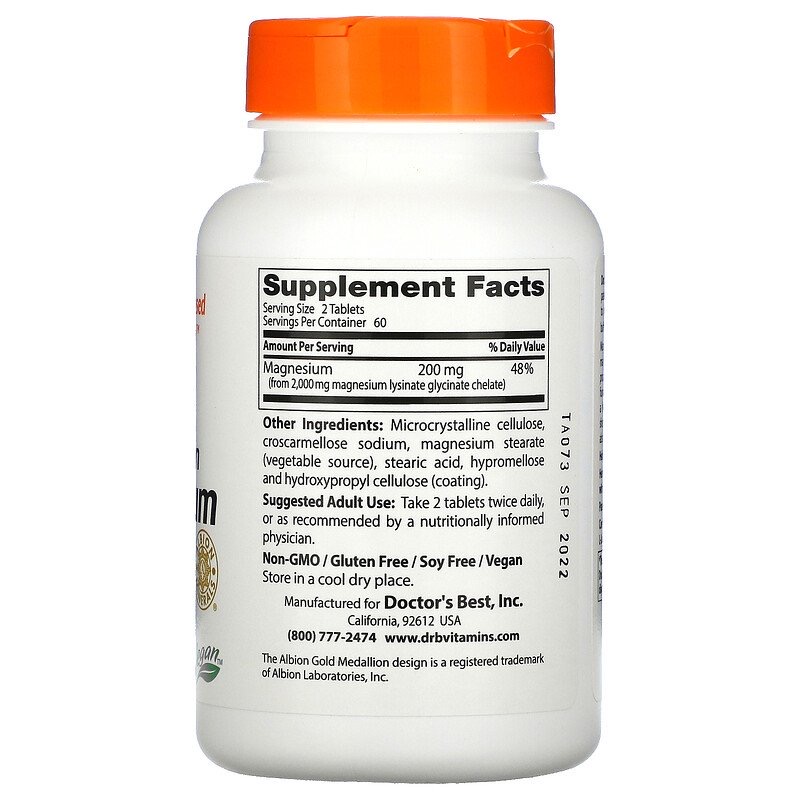 9738a4130160ce08c30ef7f3b97bc51d_041522205612.jpeg Doctor's Best, полностью хелатированный легкоусвояемый магний с Albion Minerals, 100 мг, 120 таблеток