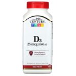 a589410f3563504e2c8e2547a36f058e_041422095920.jpeg 21st Century, витамин D3, 25 мкг (1000 МЕ), 500 таблеток