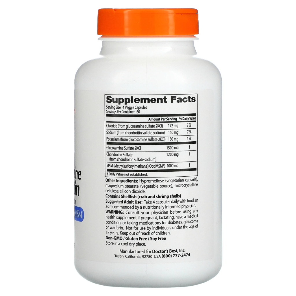 a90d5ca04351865dfe8a72f4cbdd2ad4_042622223322.png Doctor's Best, глюкозамин, хондроитин и МСМ с OptiMSM, 240 вегетарианских капсул