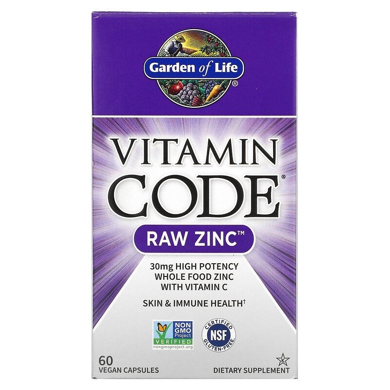 b1e43e657b174a3ba6809e72c492cbf5_041422095918.jpeg Garden of Life, Vitamin Code, RAW Zinc, 60 веганских капсул