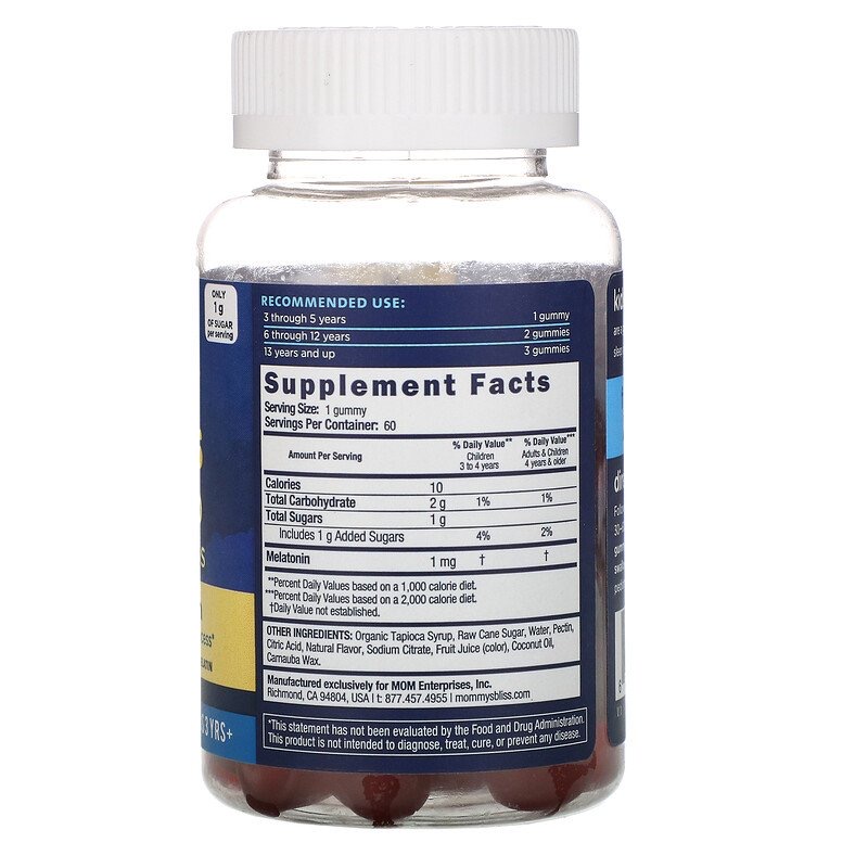 b2b786a82bf3e86b9d7676ee71ea9891_041422095933.jpeg Mommy's Bliss, жевательные таблетки для сна с мелатонином, для детей от 3 лет, клубничный вкус, 60 жевательных таблеток