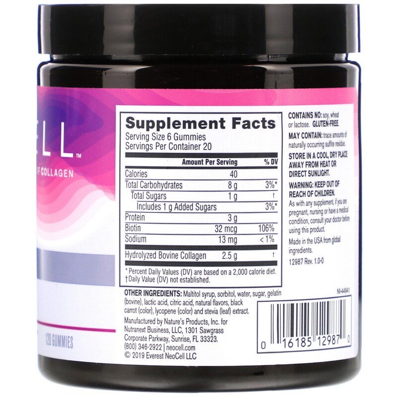 b4be605eb0200fd678bd33a6d49bc071_041422095928.jpeg Neocell, Gummy Glow, Collagen (Коллаген)Type 1 & 3 + Biotin, Berry, 120 Gummies