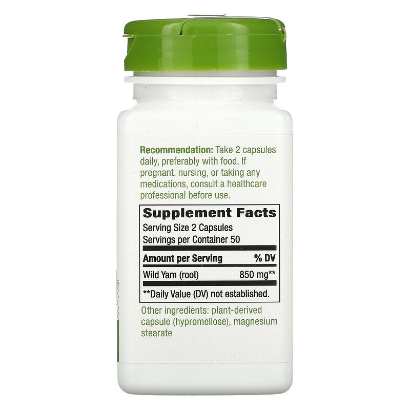b9c86dd7ad424da787978a9b041140c5_041422095939.jpeg Nature's Way, Корень дикого ямса, 850 мг,(wild yam)дикий ямс 100 веганских капсул