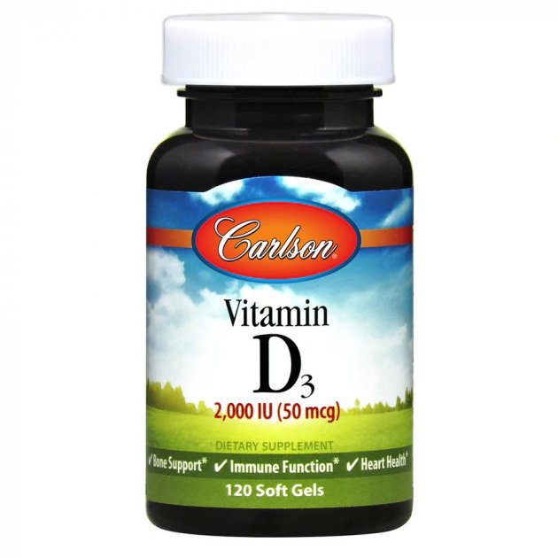 Витамины и минералы Carlson Labs Vitamin D3 2000 IU, 120 капсул