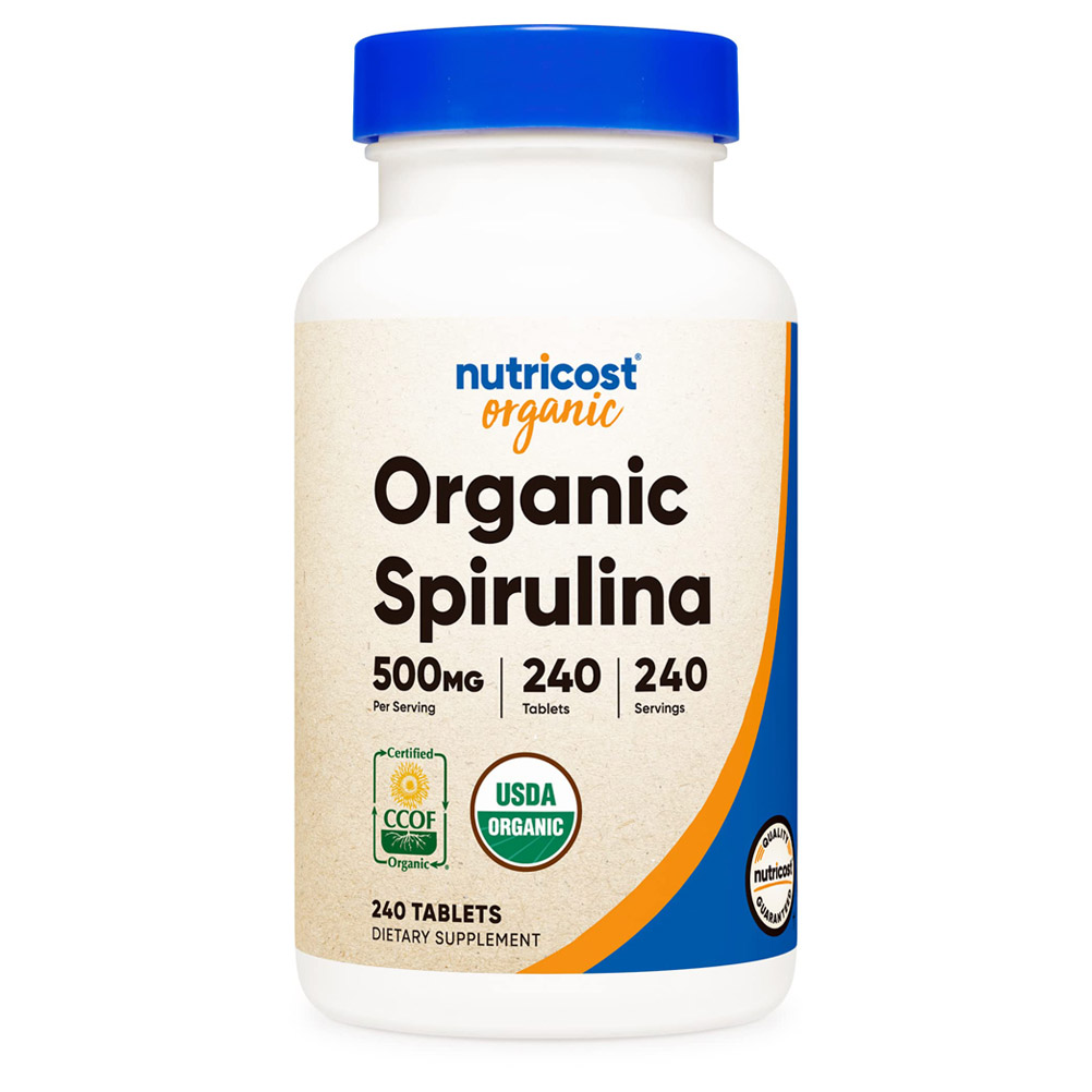 Nutricost Органическая спирулина 500 мг, 240 таблеток - без глютена, без ГМО