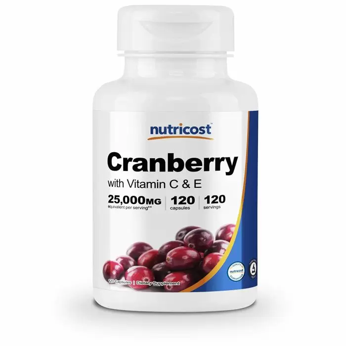 Экстракт клюквы Nutricost 25 000 мг, 120 капсул с витамином С и витамином Е