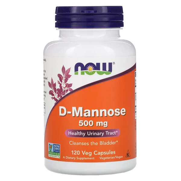 NOW Foods D Mannose, Д манноза, 500 мг, 120 вегетарианских капсул