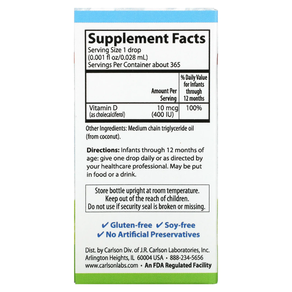 cf2601d436eb89be6876377b4096244d_042022215744.png Carlson Labs, Super Daily, витамин D3 для детей, 10 мкг (400 МЕ), 10,3 мл срок 2027.12