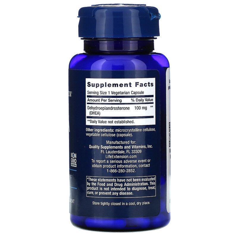 e820058d2d43843a5bbaa0170d9da4de_041422095906.jpeg Life Extension, DHEA, 100 мг, 60 вегетарианских капсул