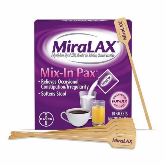 Слабительный порошок MiraLAX для мягкого облегчения запоров, 10 смешанных пакетиков + шейкеры