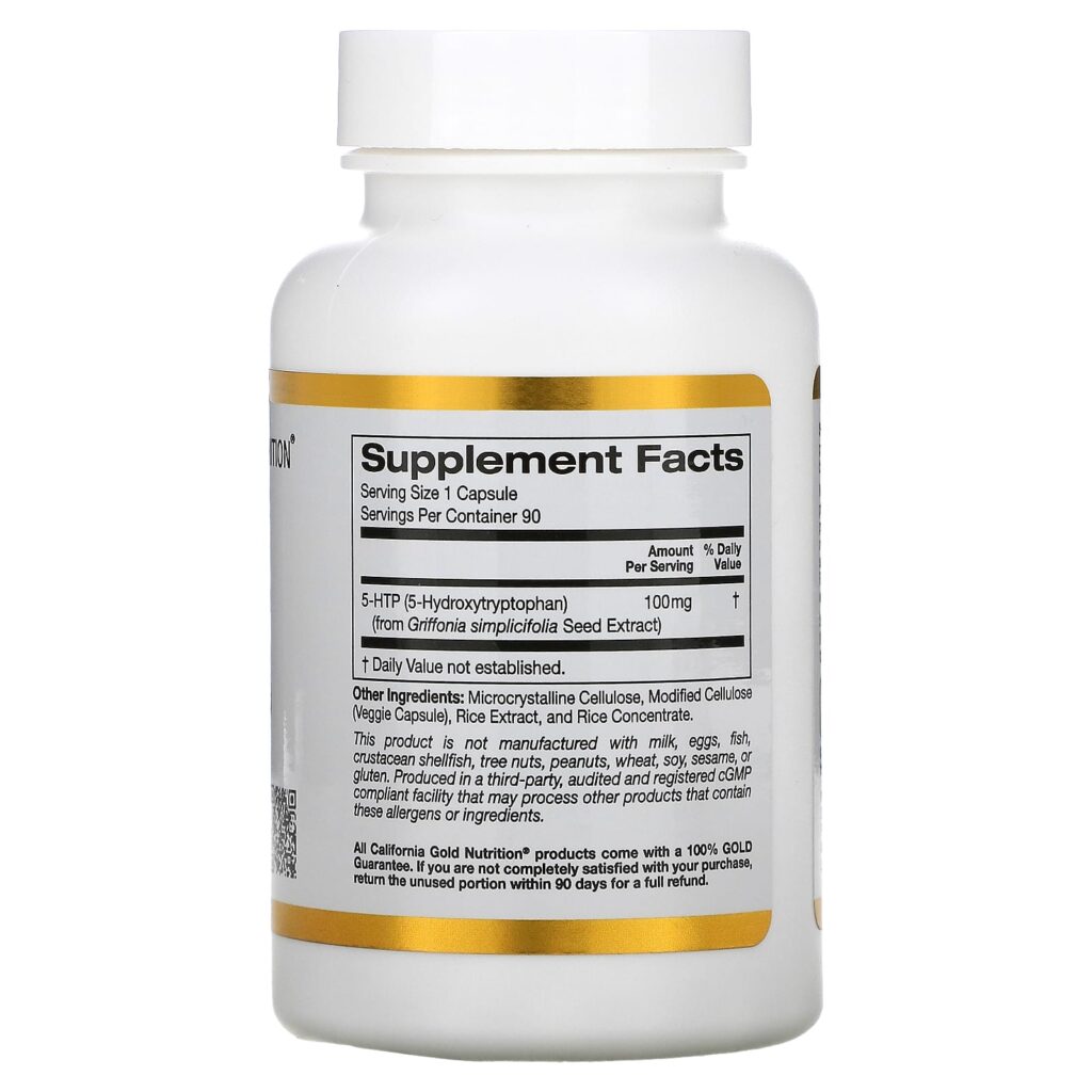 f7aa77406d2866f3c3384c59269a0793_042222120553.jpeg California Gold Nutrition, 5-гидрокситриптофан, поддержка хорошего настроения, экстракт семян гриффонии простолистной из Швейцарии, 100 мг, 90 вегетарианских капсул