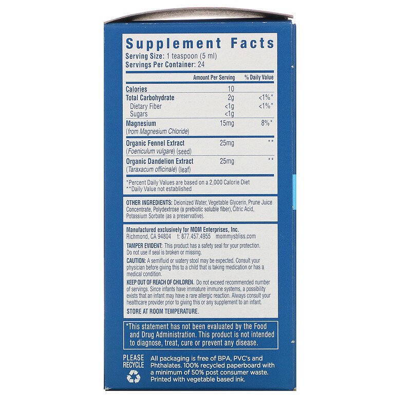 fb3dff49ae70c0325d627014bc2fe180_041522205638.jpeg Mommy's Bliss, Для детей, средство против запоров и застоя в желудке, от 6 месяцев, 4 ж. унц. (120 мл)