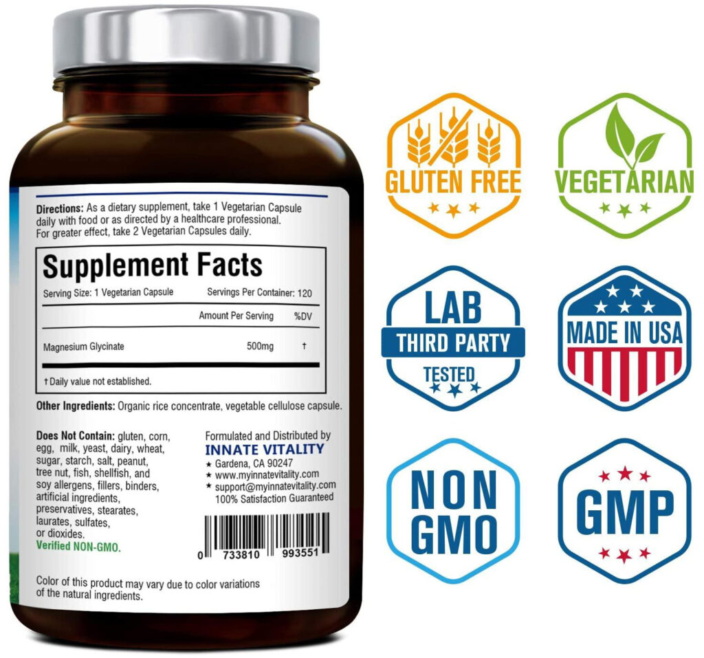 17a69bbfbc7bafd7c6117296e82e35a9_051522131150.jpeg Глицинат магния 500 мг на капсулы, 120 растительных капсул, хелатный для максимального усвоения, без ГМО, без глютена, молочных продуктов и сои, поддерживает здоровье мышц, суставов и сердца
