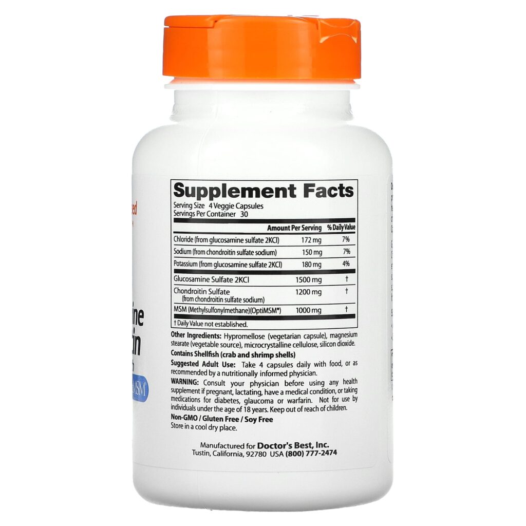 190cdd327669711401808d0a084b8e92_050622191825.jpeg Doctor's Best, глюкозамин, хондроитин и МСМ с OptiMSM, 120 вегетарианских капсул