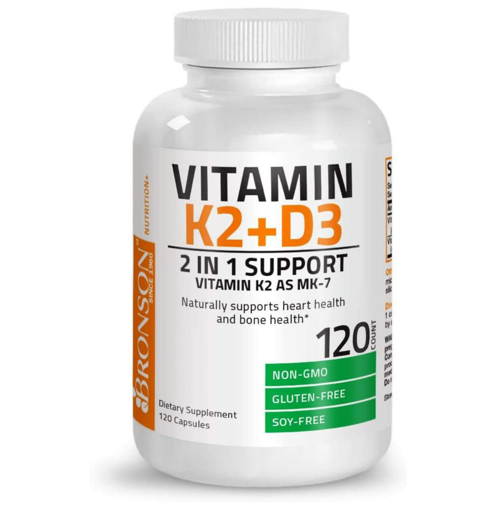 2b7ffeb2cc95301fa2909a421518ff38_051622013345.jpeg Витамин K2 (MK7) с добавкой D3 для здоровья костей и сердца Формула без ГМО 5000 МЕ витамина D3 и 90 мкг витамина K2 MK-7, 120 капсул