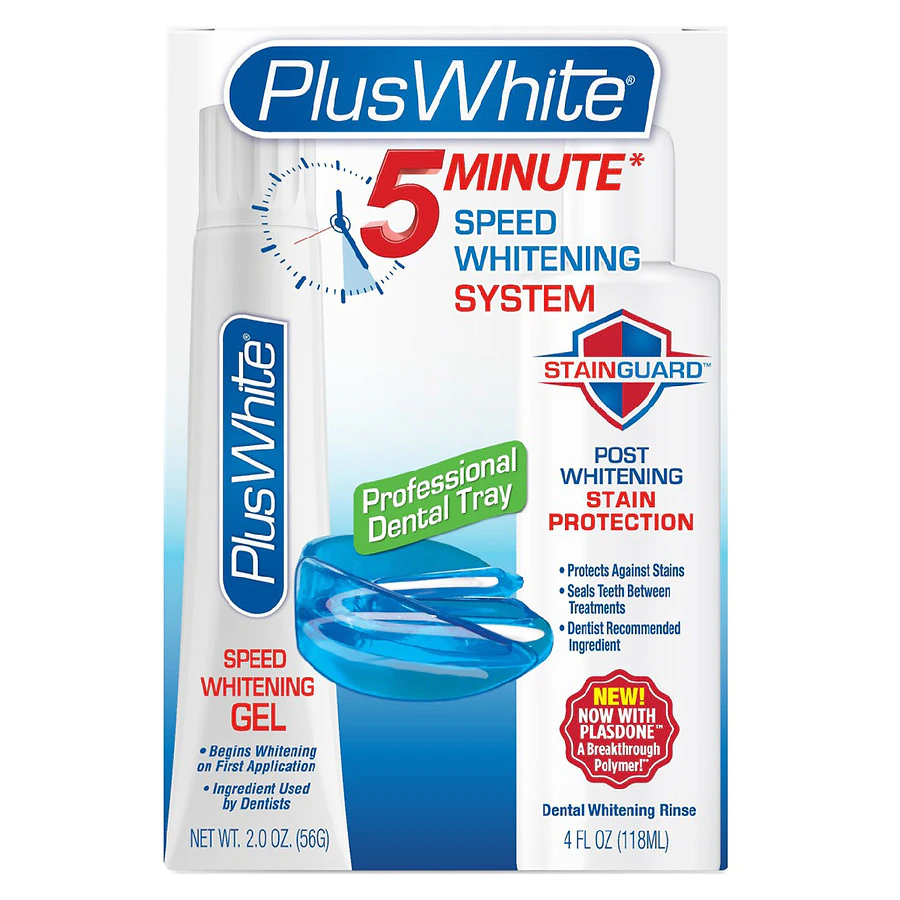 Plus White Premier Whitening System - 5-минутный отбеливающий гель, капа для рта Comfort Fit и ополаскиватель StainGuard - эффективное отбеливание зубов в домашних условиях - простота использования и безопасность эмали