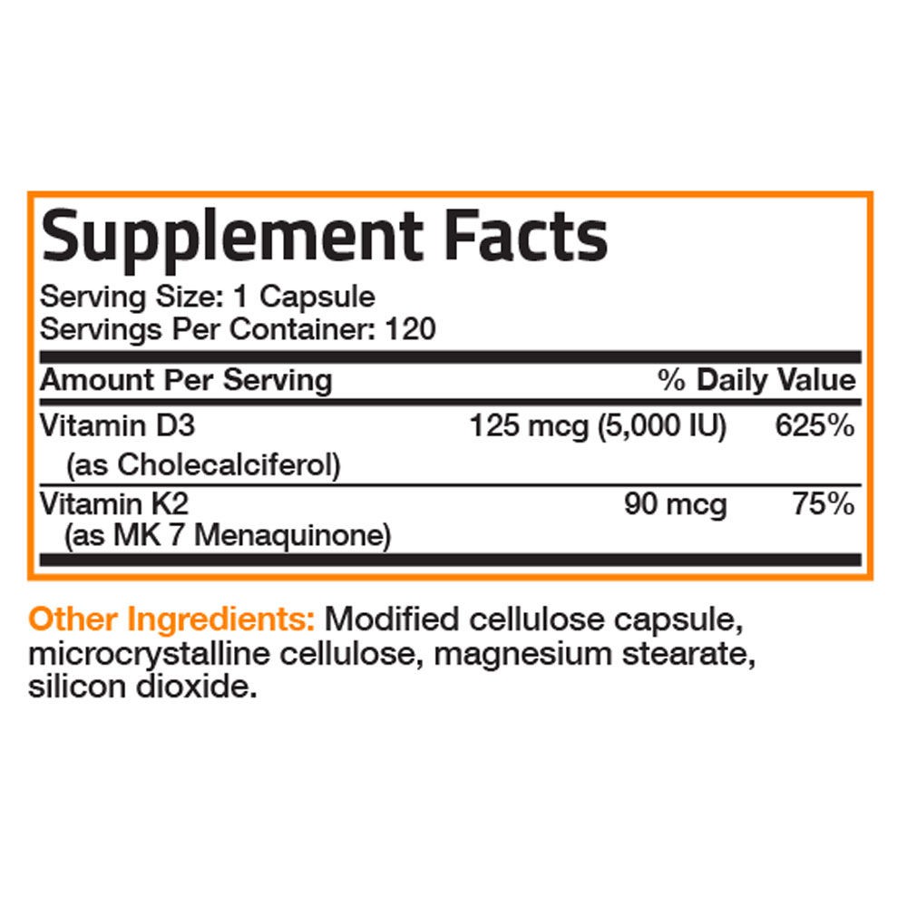 5e0fc45975d8ee9031cae64271683df3_051622013351.jpeg Витамин K2 (MK7) с добавкой D3 для здоровья костей и сердца Формула без ГМО 5000 МЕ витамина D3 и 90 мкг витамина K2 MK-7, 120 капсул