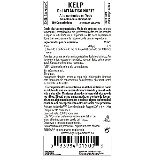 68b732cb89b2f92ec7655e7f7f8cdb79_051422152157.jpeg Solgar North Atlantic Kelp, 250 таблеток - натуральный источник йода - поддерживает здоровую функцию щитовидной железы - без глютена, без молочных продуктов