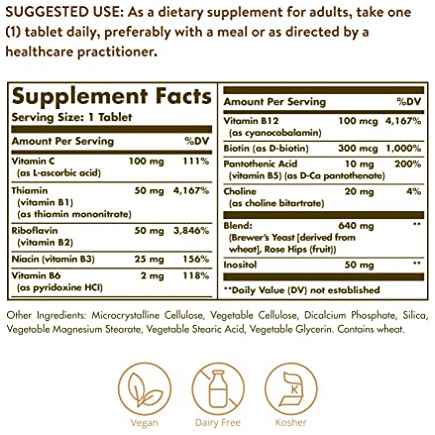 75cf01021c49c49563a783caa588de2c_051822231032.jpeg Solgar B-Complex Stress Formula, 90 Таблетки - Энергетический метаболизм - Поддержка нервной системы и иммунитета - Веганский, без молочных продуктов, кошерный - 90 порций