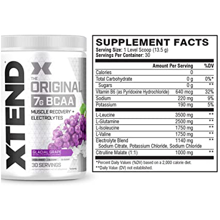 85577eb83046afc6e307f6f16574fef3_051722234311.jpeg XTEND Original BCAA Powder Ледниковый виноград | Не содержащий сахара напиток для восстановления мышц после тренировки с аминокислотами | 7г BCAA для мужчин и женщин | 30 порций