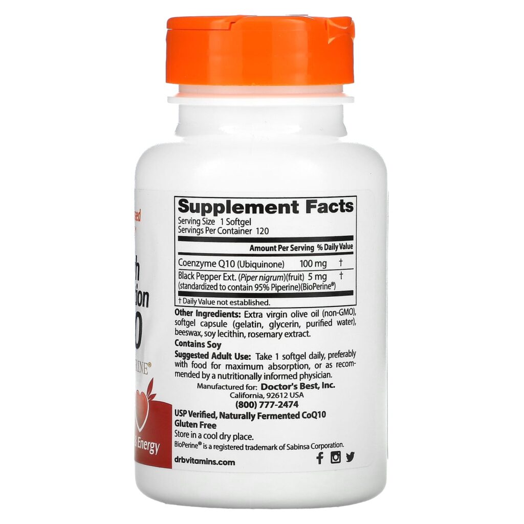 8ebf6366a509cbde85221fe365cb0d07_051222151749.jpeg Doctor's Best, коэнзим Q10 с высокой степенью всасывания с BioPerine, 100 мг, 120 капсул