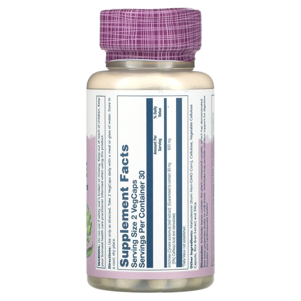 c1a7738bcd7feb64733bee183e755fbb_050122000025.jpeg Solaray, Экстракт из листьев артишока, 300 мг, 60 растительных капсул