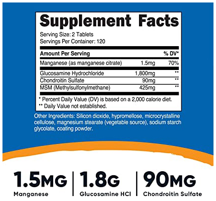 f338eba2fa251789a6b480c1bbfbcbce_051822191944.jpeg Nutricost Glucosamine 1800mg with Chondroitin & MSM, 240 Tablets, 120 Servings - Joint Support Formula - Non-GMO, Gluten Free