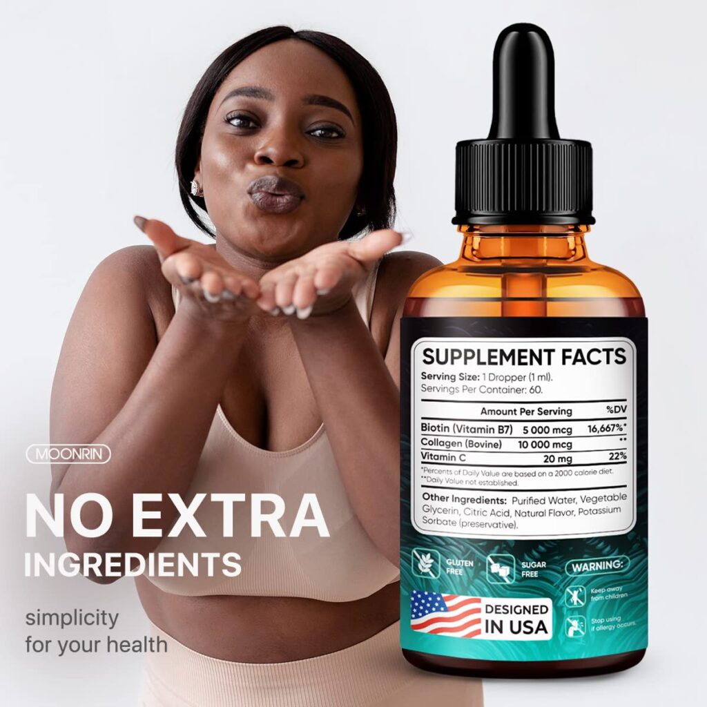 0d72388a8c5c7505314d8b5061eaaee5_061122232209.jpeg Биотин и коллагеновые капли для роста волос — жидкая добавка для ухода за телом и кожей — коллаген 10000 мкг, биотин 5000 мкг, витамин С — натуральная поддержка для здоровых волос, гладкой кожи и крепких ногтей — 2 жидких унции
