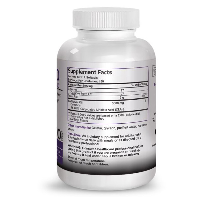 0e80ffe5c939f0fde912247e925d8cf4_061122231834.jpeg Bronson CLA 3000 сверхвысокоэффективная конъюгированная линолевая кислота, не содержащая ГМО, из сафлорового масла, не стимулирующее средство, 120 мягких капсул