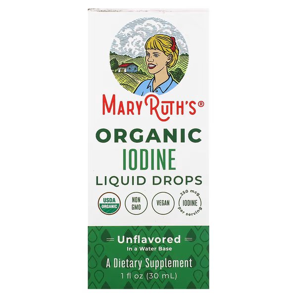 MaryRuth Organics, Жидкие капли органического йода, без добавок, 30 мл