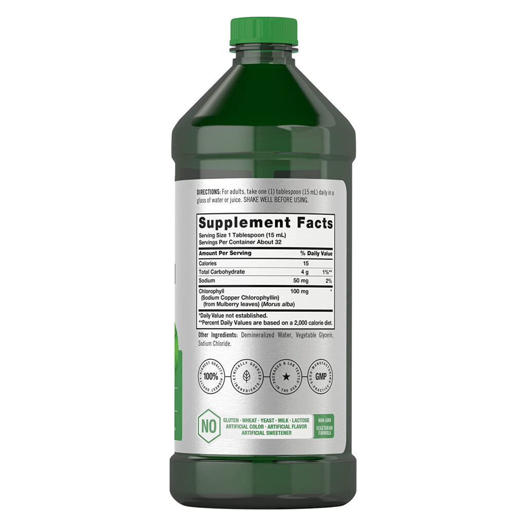 229f40321bc9f7c40b9d55f5f9a58fee_062722002116.jpeg Жидкий хлорофилл Horbaach 950 мл (1 флакон 470 мл) Вегетарианский, без ГМО, без глютена, без вкусовых добавок 100 мг хлорофилла