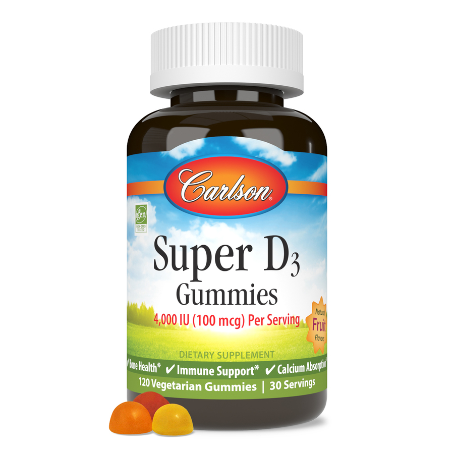 Carlson Super D3 Gummies 4000 IU (100 мкг), различные фруктовые вкусы, 120 жевательных конфет
