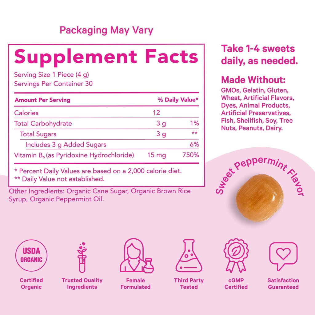 2ad699d679c16115f05dadb4cc22c3c5_061122100439.jpeg Pink Stork Nausea Candies, мягкая мята, органические твердые леденцы, от тошноты, средство от утренней тошноты для беременных, вздутие живота, пищеварение, облегчение мигрени, с витамином B, 30 пастилок