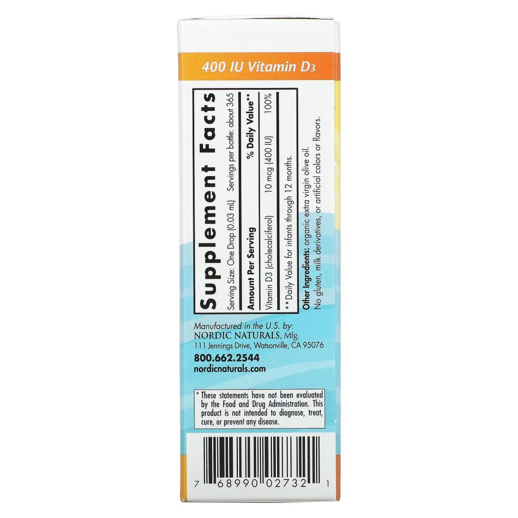 3163d57356e258bb2e75b77c0f0667ce_060422232526.jpeg Nordic Naturals, Детский витамин D3, 400 МЕ, 11 мл