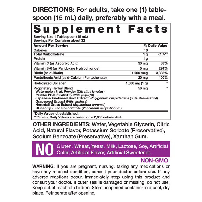 359ea32a0bb1f2c63637e430331aacbf_062222085219.jpeg Жидкий коллаген Nature's Truth | 16 унций | Добавка без ГМО, без глютена | Натуральный ягодный вкус | Формула пептида коллагена для женщин и мужчин