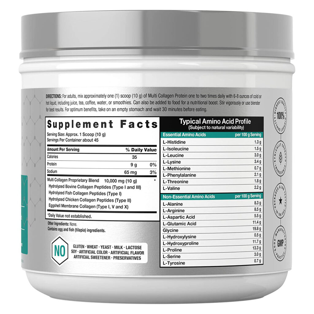 4adb49bab248b0a0fd5cad9dccebb119_062722013021.jpeg Horbaach Мультиколлагеновый порошок на 16 унций | Тип I, II, III, V, X | Гидролизованный коллагеновый пептидный белок | Подходит для кето и палео | Без вкуса и без глютена
