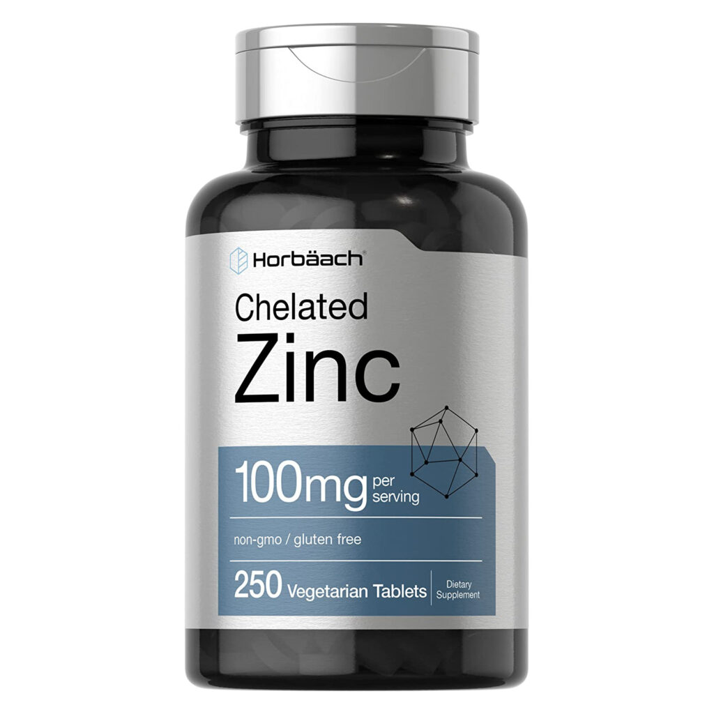 59ea8a959fedcb9f34966f23109b2681_062722004559.jpeg Horbaach - Добавка с хелатным цинком, 100 мг | 250 таблеток | Высокая эффективность и превосходная абсорбция | Вегетарианская, без ГМО, без глютена |