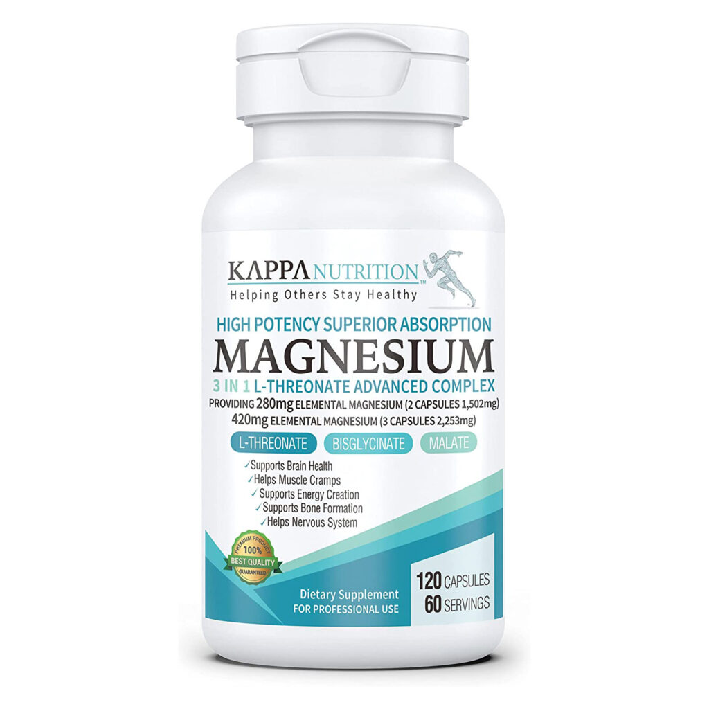 6f7c8c6aea09958d65e164a94aa71d3f_062222090229.jpeg Magnesium - 120 капсул, содержит 420 мг элементарного магния, L-треоната, бисглицинатного хелата, малата, для мозга, сна, стресса, судорог, головных болей, энергии, сердца, от Kappa Nutrition.