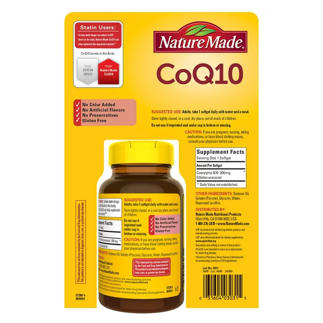 aa292df111d4722bde532e6e2bc1c4af_062622085455.png Nature Made CoQ10, 200 мг мягких капсул (140 штук)